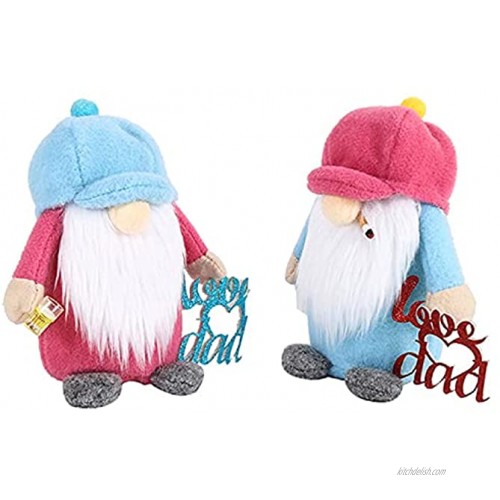 Lilwemen 2 PCS Father's Day Gnome Plush Decorations – Love Dad Tomte Nisse Swedish Handmade Elf Dwarf Doll Faceless Ornaments Gift for Dad Day Kitchen Decor Shelf Tiered Tray