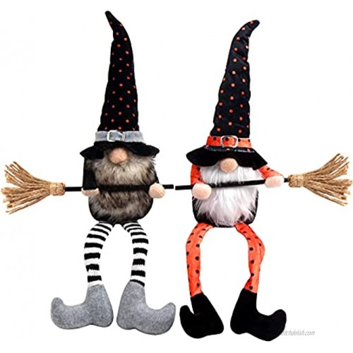 LOKIPA Halloween Gnomes Plush 2 Pack Handmade Witch Plush Gnome Faceless Doll for Halloween Decoration