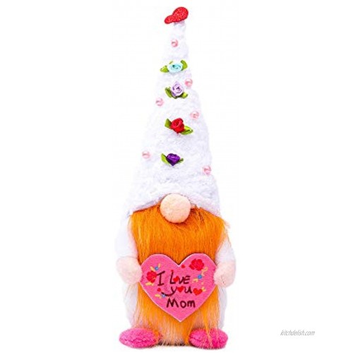 LOOGOOL Gnome Plush Doll I Love You Mom Adorable Dwarf Scandinavian Tomte Lucky Faceless Gnomes Figurine for Christmas Mother's Day Mom Birthday Gift