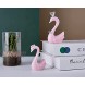Seninda Cute Pink Swans for Decoration Shelf Display Home Ornaments Resin Swan Couple Statues for Home Decor Cake Topper Desktop Accessories
