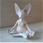 Sphynx Cat Meditate Collectible Figurines Zen Yoga Relaxed Pose Buddha Meditation Sphynx Cat Collections Cat Statue for Home Office White