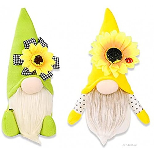 Sunflower Gnome Plush Decoration 2 PCS Handmade Swedish and Scandinavian Tomte Dwarf Doll Garden Gnome Decor Easter