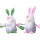 TURNMEON 2 Pcs Easter Gnomes Plush Decorations Mr and Mrs Gnome Bunny Rabbit Ears Pastel Floral Faceless Doll Scandinavian Tomte Gnome for Easter Spring Decor Ornaments Home Household Table Figurines