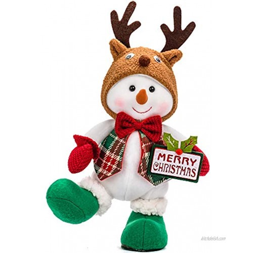 YING LING CRAFTS Christmas Snowman Plush Xmas Decor Snowman Stuffed Animal Plush Decoration Festival Holiday for Kids Gifts Boy Snowman with Reindeer Hat