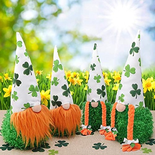 yuboo St Patricks' Day Gnomes Plush,4 Pack Irish Leprechaun Family Shamrock Gnome for Spring Holiday Decorations for Gifts Scandinavia Home Ornaments