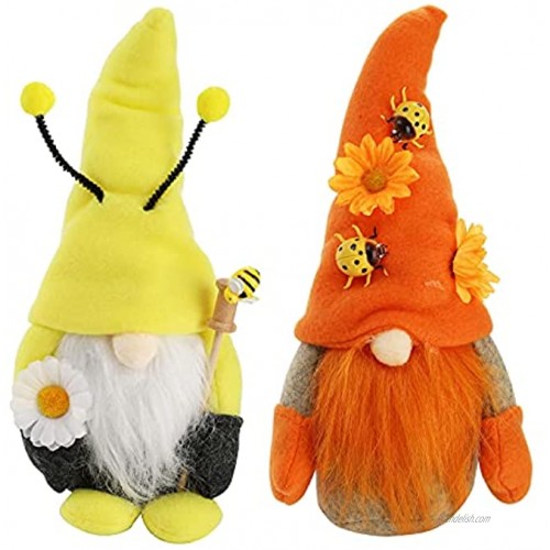 ZENFUN 2 Pack Thanksgiving Gnomes Plush Doll Fall Gnome Decoration Handmade Swedish Tomte Gift for Thanksgiving Ornament Halloween Christmas Decoration Housewarming Yellow and Orange