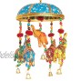 Indian Traditional Elephant Turquoise Umbrella Hanging Layer of Five Elephant