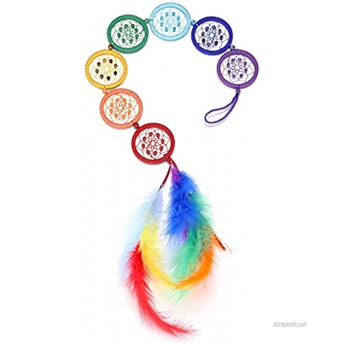 MANIFO Rainbow 7 Chakra Crystal Dream Catchers Reiki Healing Crystals Bead Dreamcatcher Hanging Ornaments for Decoration Balancing Meditation