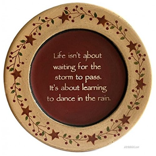 CVHOMEDECO. Primitive Vintage Dance in The Rain Wood Decorative Plate Display Wooden Plate Home Décor Art 9-3 4 Inch