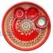 Handcrafted Pooja Thali with Kalash Plate Platter Engagement Plate Decorative Steel Puja Thali with Essential Pooja Articles for Aarti Pooja Rituals Festival Wedding Decorations & Gifting Size- 9