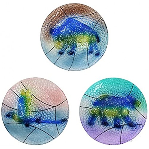 LIFFY Gift Glass Plates Starry Sky Style Crack Hand Painted Decor Animal Design for Kitchen Living Room Farmhouse Food and Dishwasher Safe Set of 3