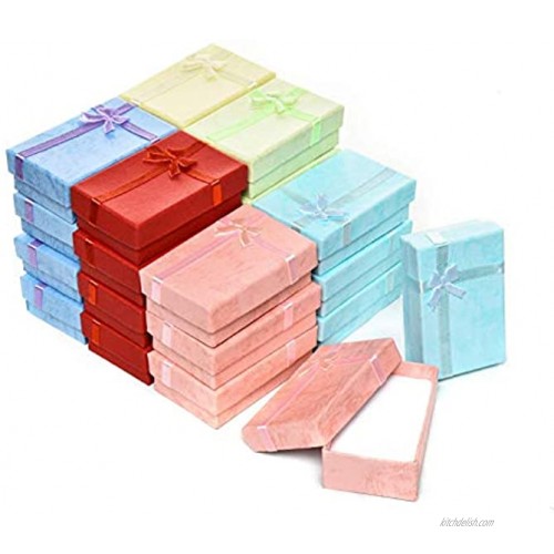 24-Piece Gifts Box Set AQUEENLY Jewelry Gift Boxes for Rings Pendants Earring Necklaces Cardboard Jewelry Boxes for Anniversaries Weddings Birthdays Assorted Colors 3.2 x 2.0 x 1.1 Inches