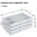 Acrylic Jewelry Box for Women with 3 Drawer Velvet Jewelry Organizer for Earring Bangle Bracelet Necklace and Rings Storage Clear Acrylic Jewelry Storage Case Grey