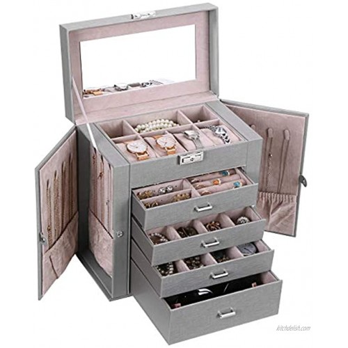 ANWBROAD Jewelry Box with Removable Drawers for Women Large Jewelry Organizer in Different Ways for All Your Jewelry Sturdy Jewelry Case UJJB003H
