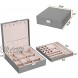 BEWISHOME Jewelry Box for Women 35 Compartments Jewelry Organizer 6 Necklace Hooks 2 Layers Jewelry Boxes Display Storage Case Jewelry Holder for Girls Grey SSH71H
