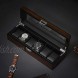 BEWISHOME Watch Box for Men Luxury Watch Case Real Glass Top Smooth Faux Leather Interior 6 Slot Watch Organizer,Brown SSH06Y