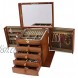 Changsuo Jewelry Box Organizer with Lock for Women Lockable Large Dresser Top Wooden Jewelry Storage Box Cherry