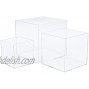Cliselda 3pc Acrylic Display Boxes 3x3x3 & 4x4x4 & 5x5x5 inches Clear Display Stand Museum Box Case for Collectibles 5 Sided Acrylic Boxes