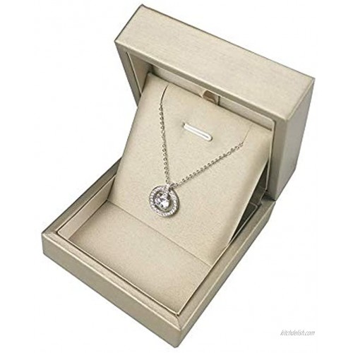 DesignSter Premium Pendant Necklace Gift Box – Elegant Long Chain Jewelry Display Storage Gift Case for Wedding Engagement Anniversary Ceremony Gold