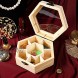 EXCEART Wooden Jewelry Box Hexagon DIY Trinket Keepsake Storage Organizer 7Compartments Clear Top Craft Blank Box for Ring Bracelet Watch Necklace Earrings