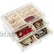 FEISCON Acrylic Jewelry Organizer Makeup Cosmetic Storage Organizer Box Clear Jewelry Case with 3 Drawers Adjustable Jewelry Box Velvet Trays Grid Size