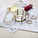 Feyarl Gold Glass Jewelry Trinket Tiny Box Ornate Ring Earring Box Artificial Flower Petals Decorative Box Valentine Wedding Birthday Gift