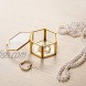 Feyarl Gold Glass Jewelry Trinket Tiny Box Ornate Ring Earring Box Artificial Flower Petals Decorative Box Valentine Wedding Birthday Gift
