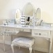 Jewelry Box Made of Solid Wood with 4 Drawers Organizer and Built-in Necklace Carousel and Large Mirror White