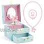 Kids Musical Jewelry Box for Girls with Drawer and Jewelry Set with Magical Unicorn Blue Danube Tune Blue