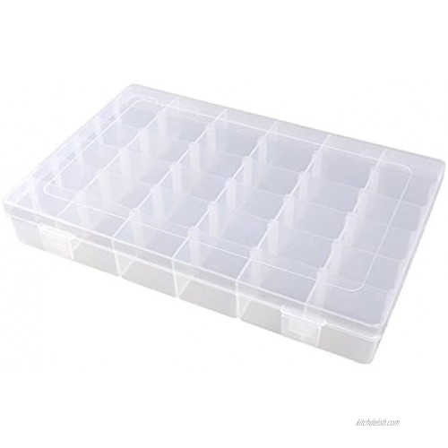 KLOUD City Jewelry Box Organizer Storage Container with Adjustable Dividers 36 Grids Clear Plastic