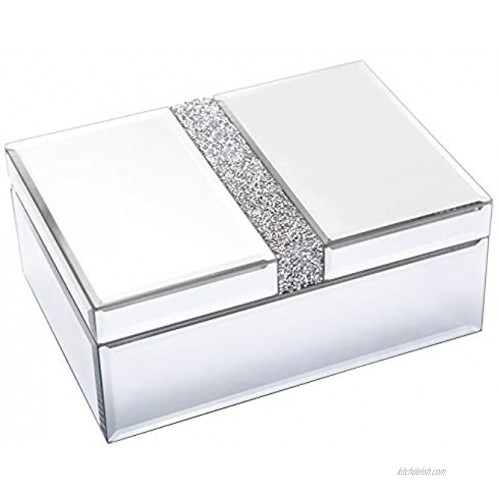 Large Diamante Glass Jewelry Box Jewelry Organizer Storage Decorative Box Organizer for Women Girls Luxurious Gift