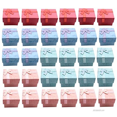 Markeny 32 Pcs Gift Box Set Ring for Ring and Earring Jewelry Anniversaries Weddings Birthdays 4Color
