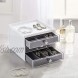 mDesign Plastic 3-Drawer Jewelry Organizer Box for Storage on Dresser Vanity Countertop Holds Earrings Bracelets Necklaces Bangles Rings White Gray