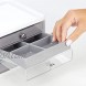 mDesign Plastic 3-Drawer Jewelry Organizer Box for Storage on Dresser Vanity Countertop Holds Earrings Bracelets Necklaces Bangles Rings White Gray