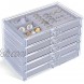 misaya 5 Drawers Acrylic Jewelry Organizer Birthday and Back to School Gifts Women Large Clear Jewelry Box Velvet Jewelry Display Holder for Earrings Rings Necklaces Gray