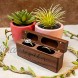 MUUJEE Together Wood Ring Box for 2 Rings Modern Wedding Ceremony Double Ring Bearer Box