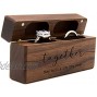 MUUJEE Together Wood Ring Box for 2 Rings Modern Wedding Ceremony Double Ring Bearer Box