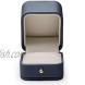 Oirlv Gorgeous Steel-Blue Ring Box Premium Leather Ring Gift Box for Wedding,Proposal Jewelry Storage Case