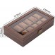 Readaeer 12 Slot PU Leather Watch Box Organizer Watch Case with Glass Top