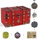SICOHOME Treasure Box 7.1 Treasure Chest with Pirate Trinkets Vintage Wooden Decorative Box for Jewelry Tarot Cards Gift Box Gifts and Home Decoration