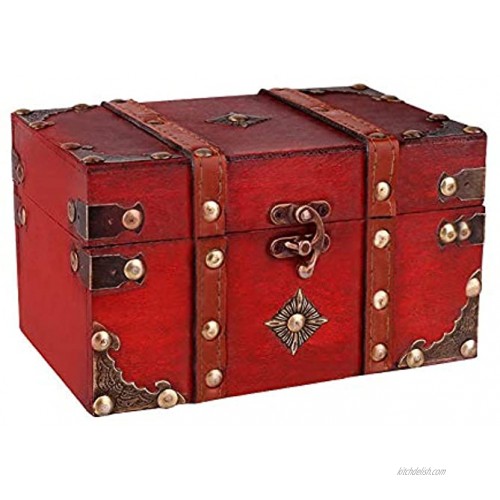 SICOHOME Treasure Box 7.1 Treasure Chest with Pirate Trinkets Vintage Wooden Decorative Box for Jewelry Tarot Cards Gift Box Gifts and Home Decoration