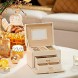 SONGMICS Jewelry Box Travel Jewelry Case Compact Jewelry Organizer with 2 Drawers Mirror Lockable with Keys 6.9 x 5.3 x 4.7 Inches Gift Idea White UJBC154W01