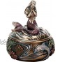 SUMMIT COLLECTION Decorative Art Nouveau Style Sirens of The Sea Mermaid Holding Hand Over Chest Praying Mermaid Fantasy Resin Jewelry Trinket Box 3.25 Inch Tall Faux Bronze