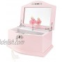 TIMLOG Girls Jewelry Box with Lock 2 Ballerina Wooden Musical Small Jewelry Storage Organizer with Mirror for Girls Pink