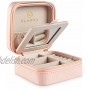 Vlando Small Travel Jewelry Box Organizer Display Case for Girls Women Gift Rings Earrings Necklaces Storage with Mirror Pink