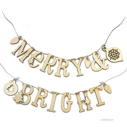 ADORNit DIY Wood Swag Banner Hanger Word Text Merry and Bright