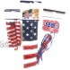 American Flag Usa Patriotic 4th of July RED White Blue 1 Flag 30.25x16.25 in. 3 Mini Flags 11.4 in. x 6 in 3 Foam Wands Bundle