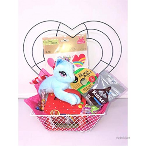 ASIN DB Varies Gift Set Valentine's Day for her 1 8 inch Small Fuzzy Friend Vary 1 Heart Shaped Wreath 1 Skittles Cup 1 Stickers Vary Assorted Goodies Bonus: Wire Ribbon