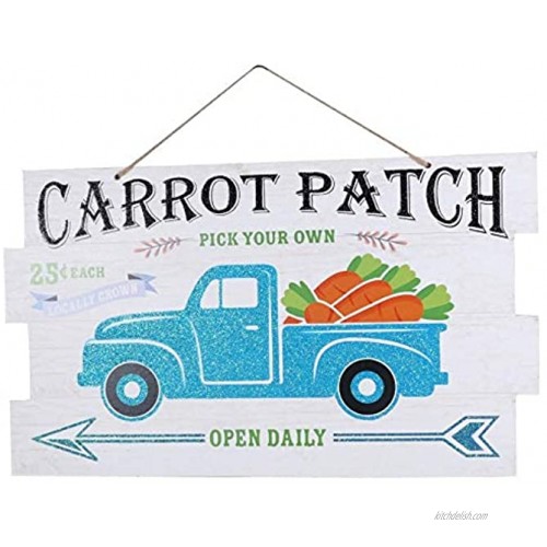 CGT Carrot Patch Blue Truck Hanging Wall Decor Easter Sign