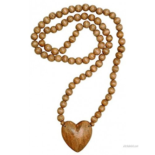 Creative Co-op DA4265 Hand Carved Wood Beads with Heart